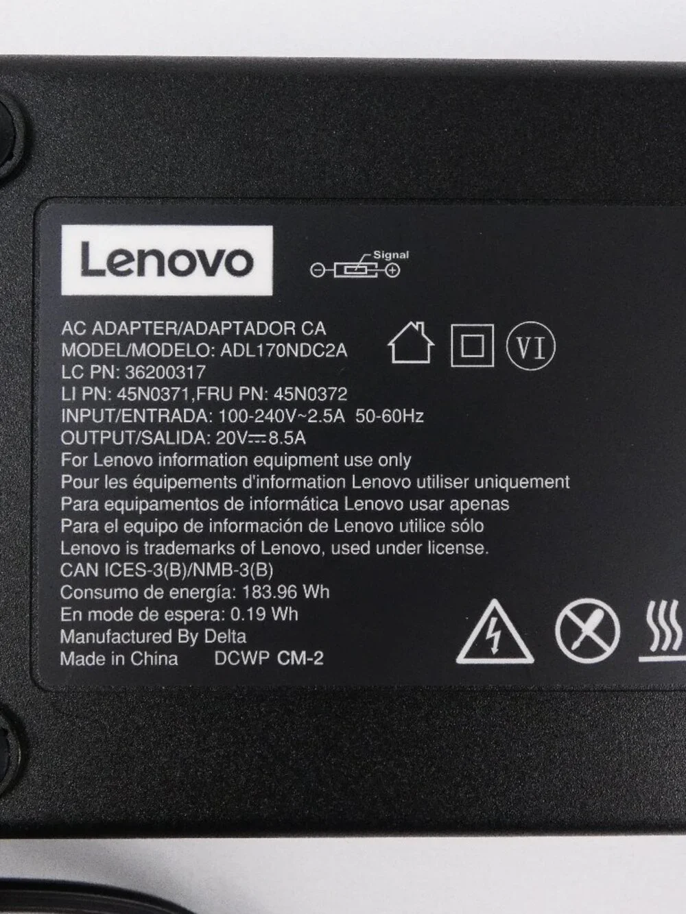 Lenovo ThinkPad Power Supply Charger ADL170NDC2A 170W 20V 8.5A Square Tip OEM